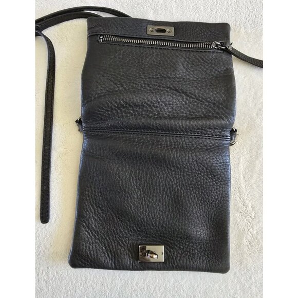 J Crew Black Leather‎ Purse Mini Crossbody Pebbled Turn Lock - Picture 7 of 10